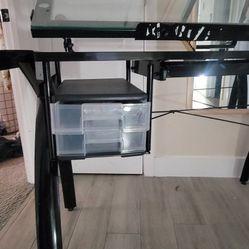 Studio Designs Futura Metal and Clear Glass Drafting Table with Storage