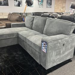 Gray Corduroy Sleeper Sectional Sofa For Sale (we Deliver) 45% Off