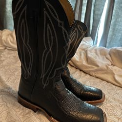 Black Leather Justin Boots