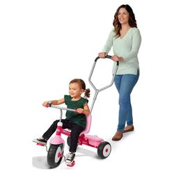 USED Radio Flyer Deluxe Steer and Stroll Pink Tricycle