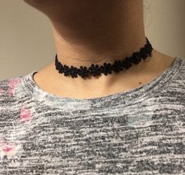Black flowers lace choker necklace