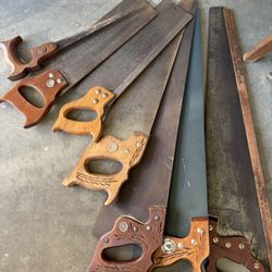 Collection of Vintage Carved Hand Saws. Lot of 7. $200 takes all