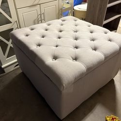 Grey Fabric Ottoman