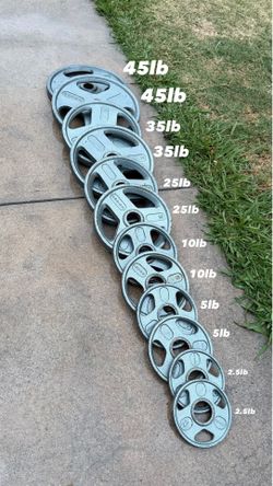 Full Olympic Plate Set 245 lbs – Cast Iron Weights - Home Gym