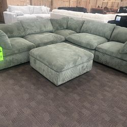 Green Modular Cloud Sectional 
