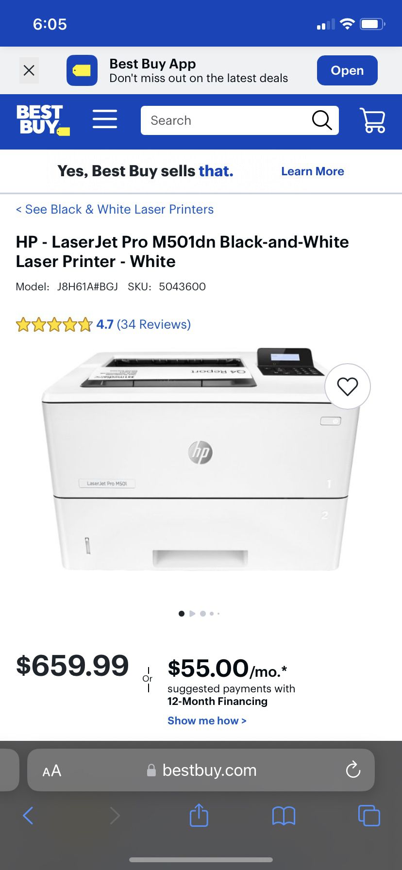 HP Laser Jet Pro M501 Printer 