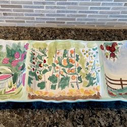 3 Section Garden Themed Divided Dish