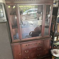 Antique Cheery Wood China Cabinet 