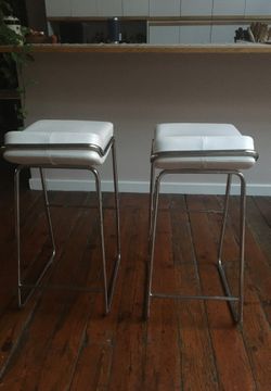 White leather Bar stools