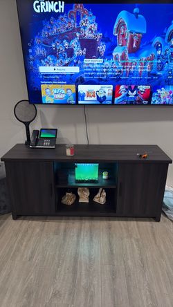 Dark Brown Wood TV Stand with Storage