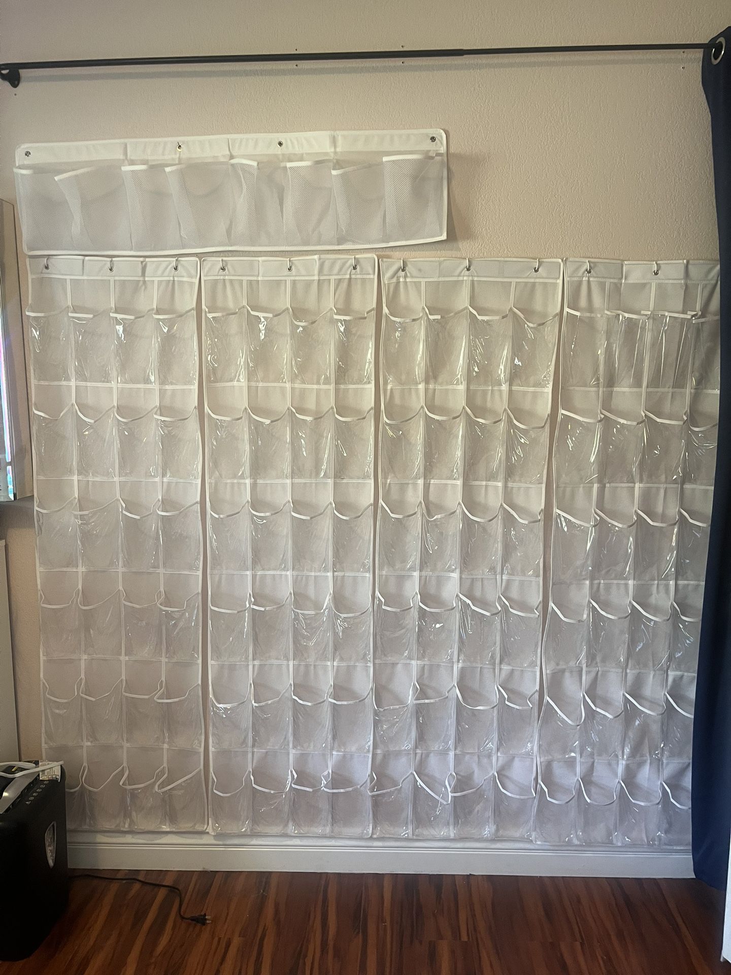 Over The Door Shoe Organizer with 24 Crystal Clear Pockets and Hook - Heavy Duty Storage Shoe Holder for Shoes, Accessories, Space Saving Hanging Shoe