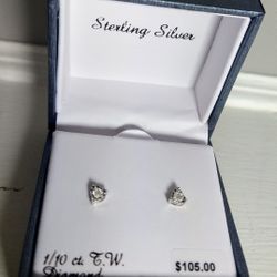 1/10 Ct Diamond Earrings Sterling Silver