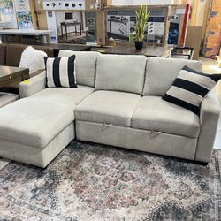 Coddle Aria Fabric Sleeper Sofa with Reversible Chaise and Storage, Beige