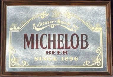 Vintage 1986 Michelob Beer Advertising Mirror - 26"x 18"