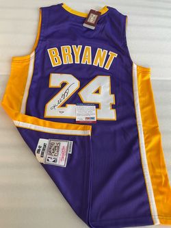 Kobe Bryant Autographed Mitchell & Ness Swingman Purple #24 Jersey with PSA COA