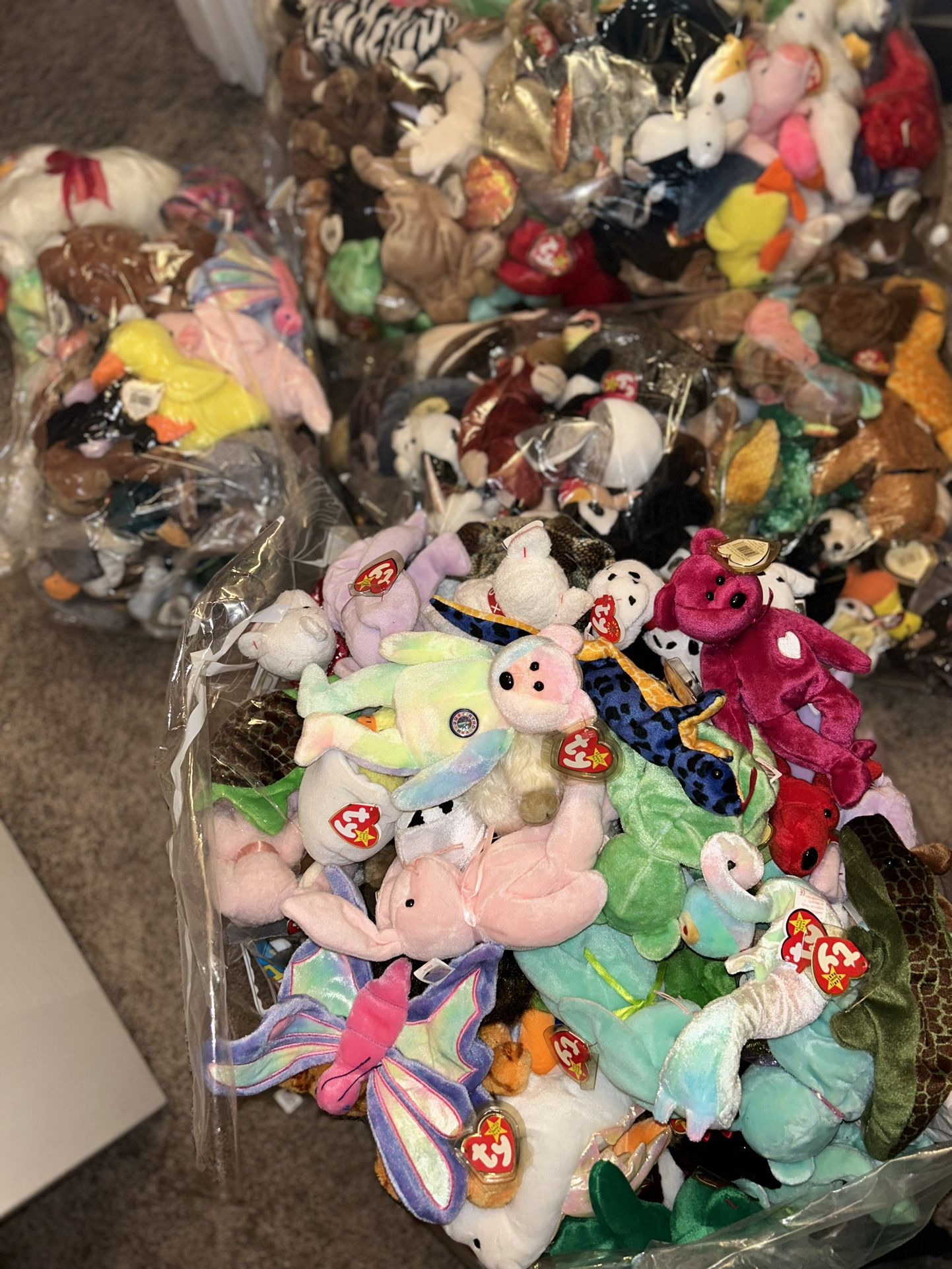 Bulk Beanie Baby Collection — Approx 300 —Tags Attached — Smoke-Free Home — Great For Collectors!