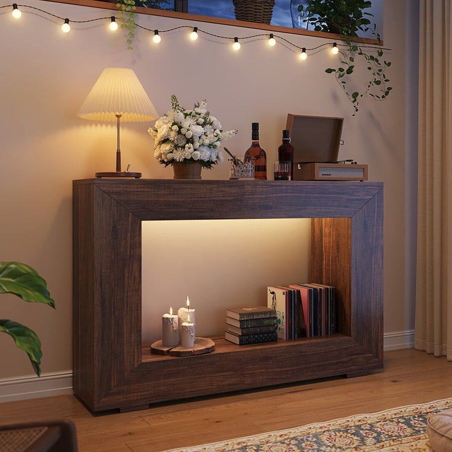 Farmhouse Console Table, 47" Rustic Wood Entryway Sofa Table with Storage