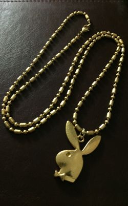 24”/ 10K Gold Plated Designer Ball Chain Necklace with Playboy Bunny Pendant