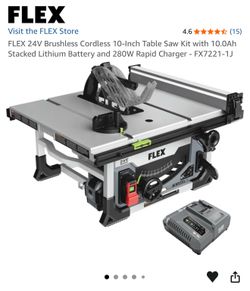FLEX FX7221‑1J 10” Table Saw Kit - New, Unopened Box. 10Ah stacked lithium battery and 280w charger.