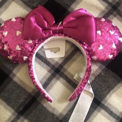 Disney Minnie Ears Pink With Hearts