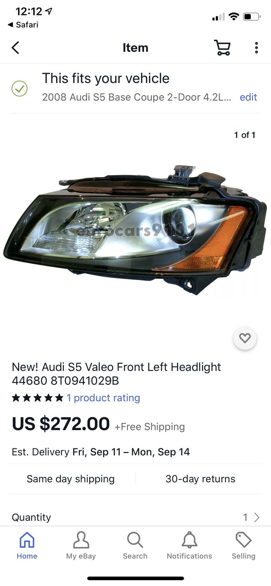 Valeo (OEM Audi) left headlamp