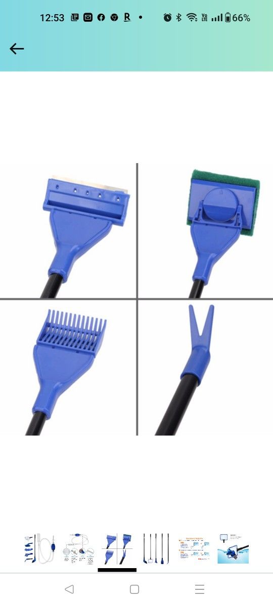 Aquarium Fish Tank Cleaning Kit Tools Algae Scrapers Set 5 in 1 & Fish Tank Gravel Cleaner - Siphon Vacuum for Water Changing and Sand Cleaner (Cleane