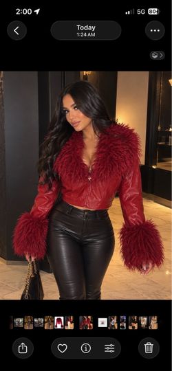 Burgundy Faux Fur Jacket