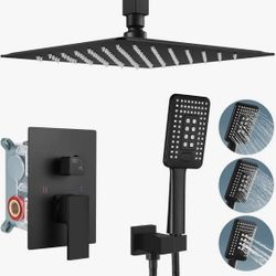 Aolemi Matte Black Shower System 12 Inch Rain Shower Head