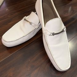 Hugo Boss Leather White mens loafers. Size 11.5