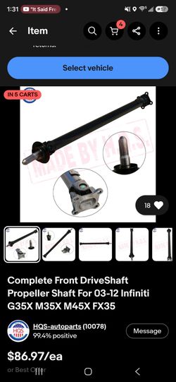 Infiniti front driveshaft