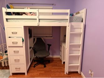 Loft bed with desk and storage