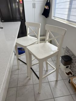 TWO ROSENTORP Bar stool with backrest, counter height/white,