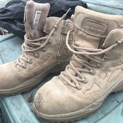 Very Nice Reebok Leather Work Boots Zip Up Sides And Lace See All Pictures For Size Only $25