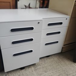 File Filing Cabinets White Wheels As New