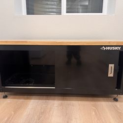 Husky Heavy Duty Workbench Cabinet w/ Wood Top – Garage Storage
