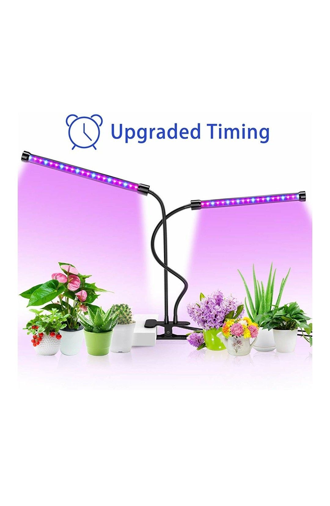 Grow Light for Indoor Plant,Balleen.E 36 LED 5-Level Dimmable Timing Grow Lamp Bulbs, 18W Dual Head Gooseneck Plant Light