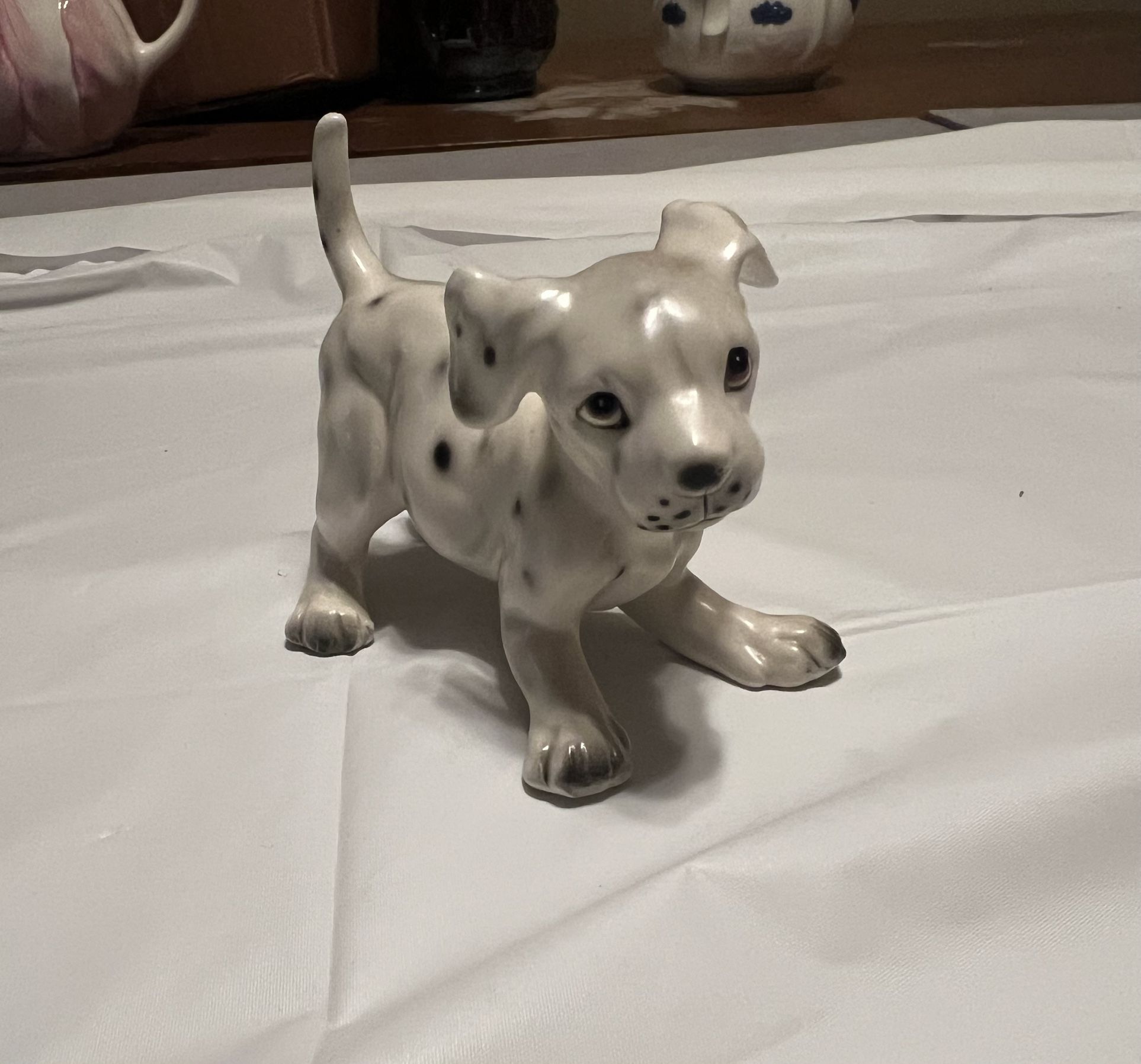 Vintage Playful Ceramic Dalmatian Puppy Staute