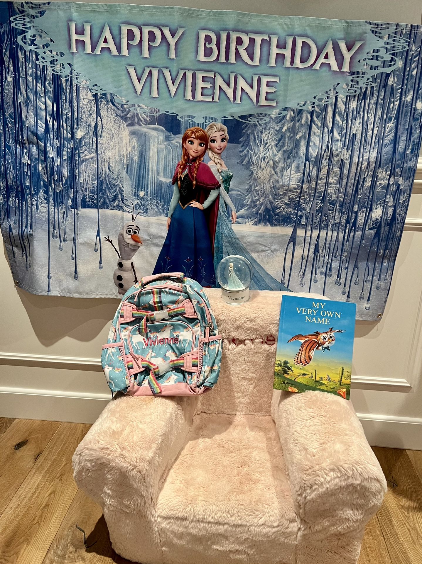 ** Pottery Barn Anywheret Chair & Frozen Snow Globe - personalized for VIVIENNE **