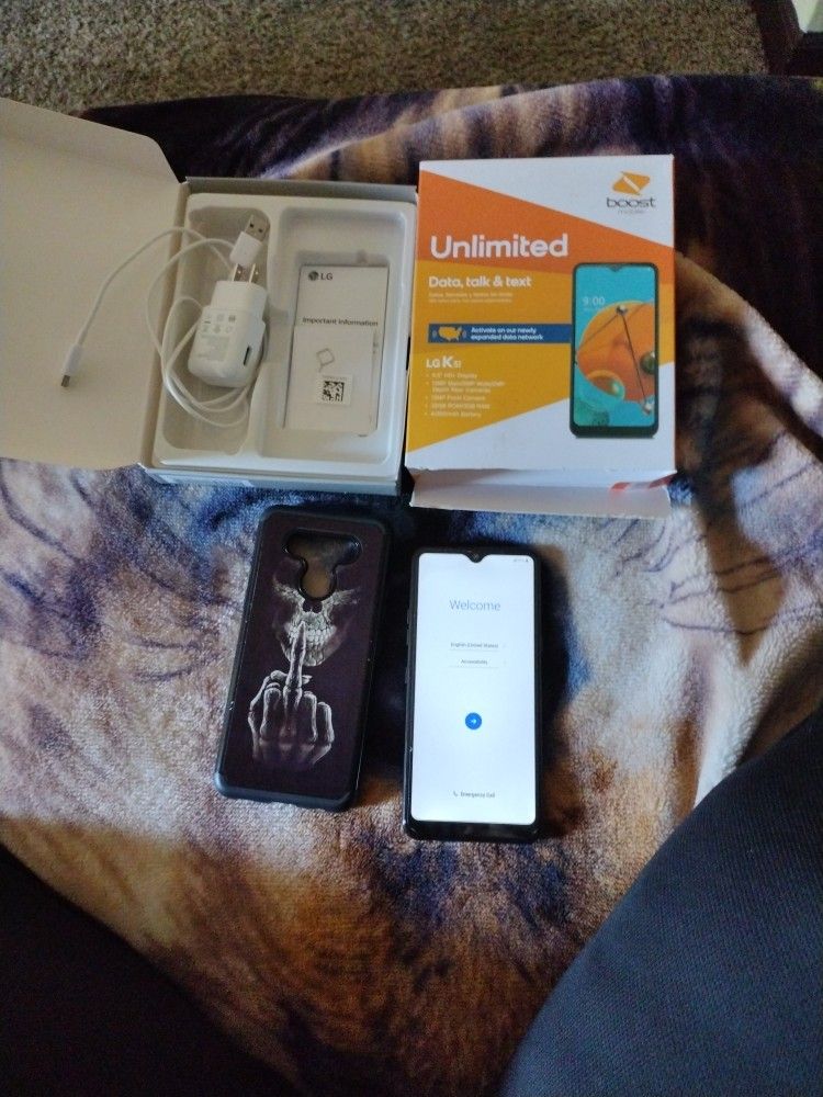 LG K51 Boost Mobile Cell Phone With Case