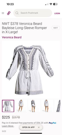 Veronica Beard Bayleise Long-Sleeve Romper in X-Large