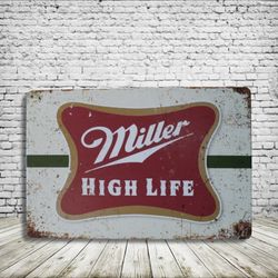 Miller Vintage Style Antique Collectible Tin Metal Sign Wall Decor