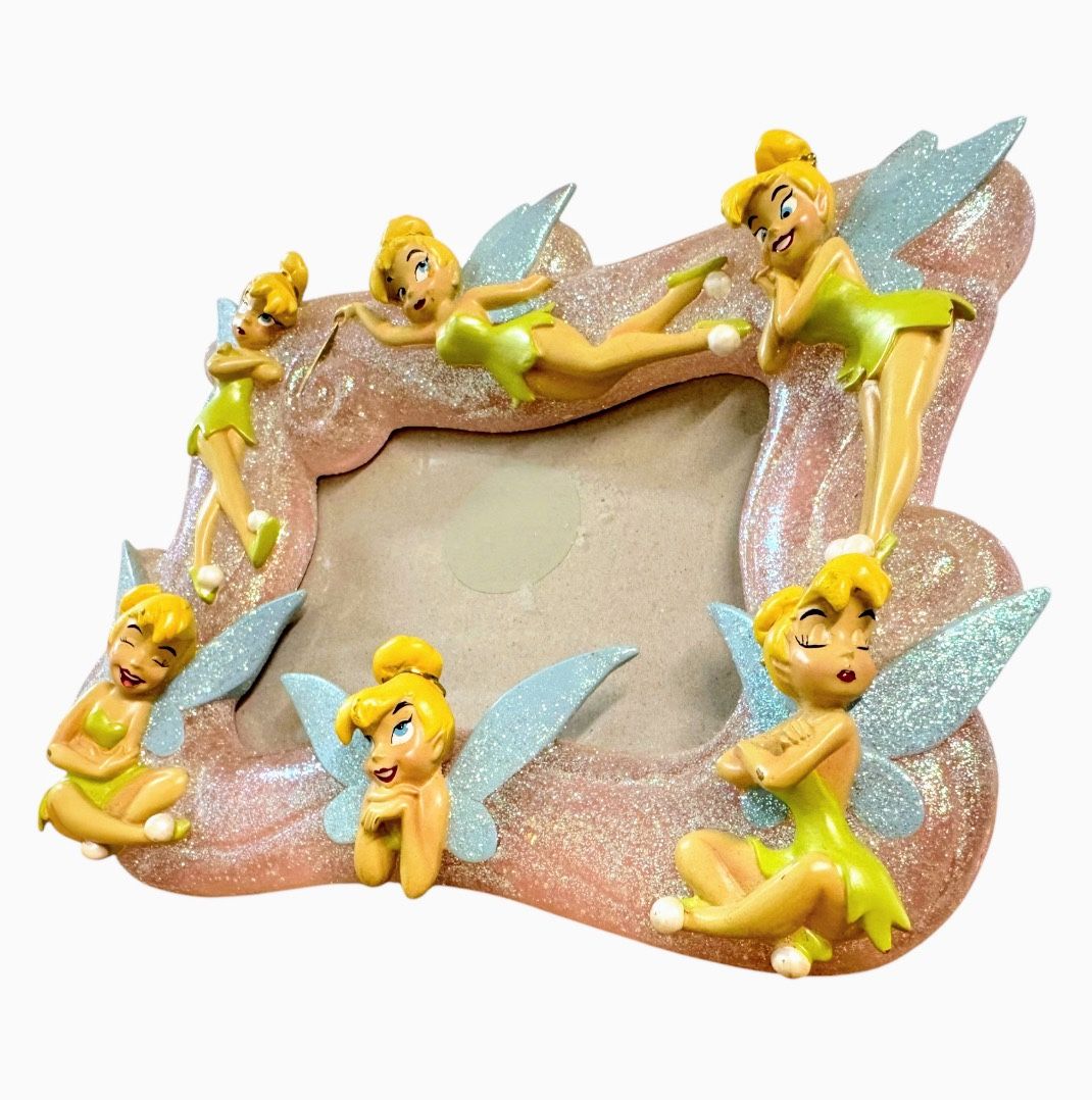 Disney Tinker bell Vintage 3D Sculpted 4x6 Glittery Picture Frame - Collectible