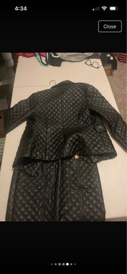 Black Quilted Leather Trench Coat