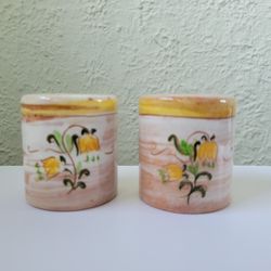 Stangl Pottery Yellow Tulip Terra Rose Pair Salt & Pepper Shakers. One Shaker has 2 tiny chips. Please see the photos closely for the best description