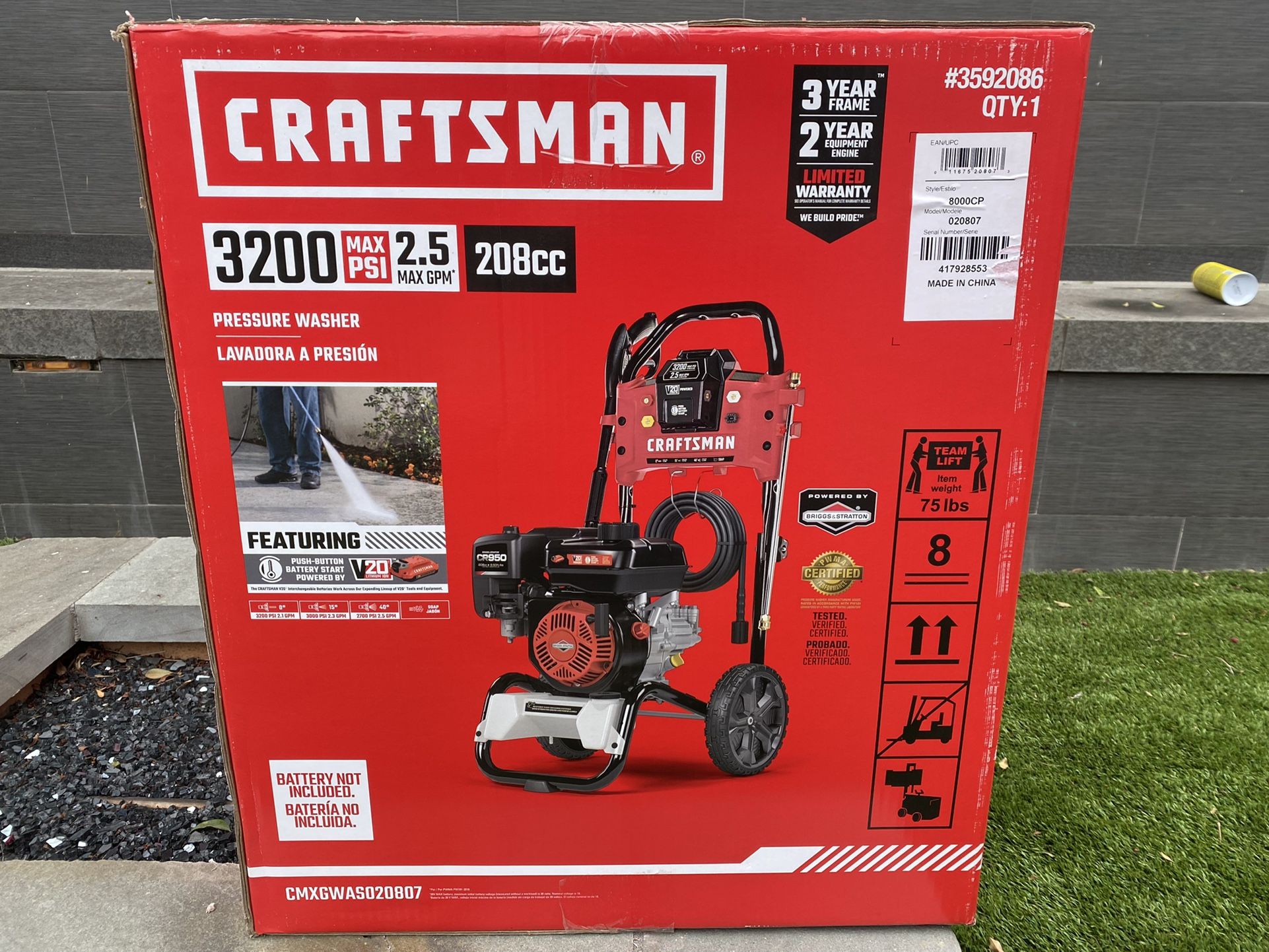 Craftsman 2800 psi 2.5 outlet gpm pressure washer