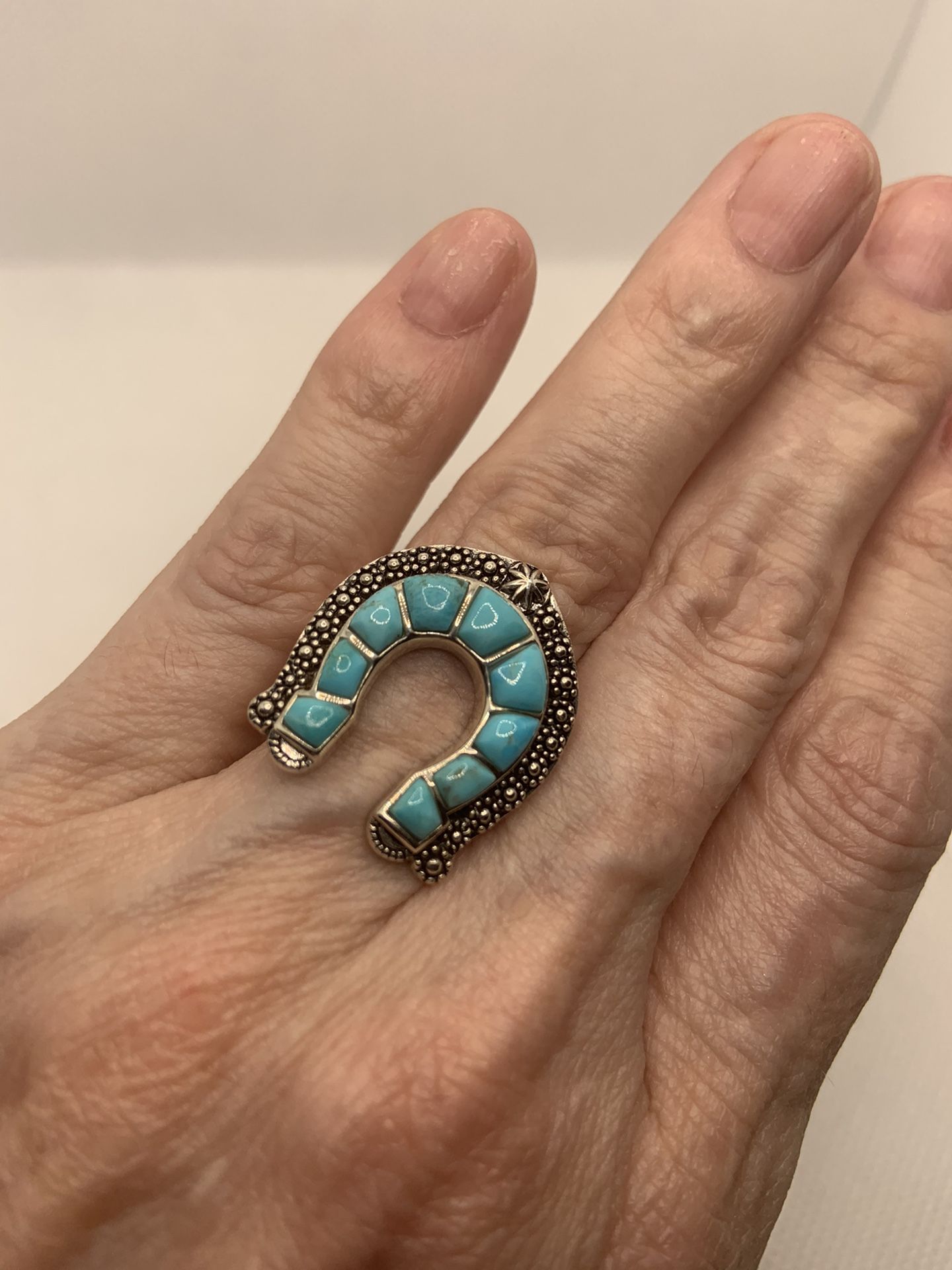TURQUOISE STERLING SILVER HORSESHOE RING