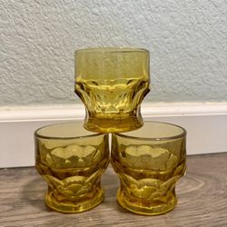 Vintage Amber Whiskey Glasses (Set of 3)