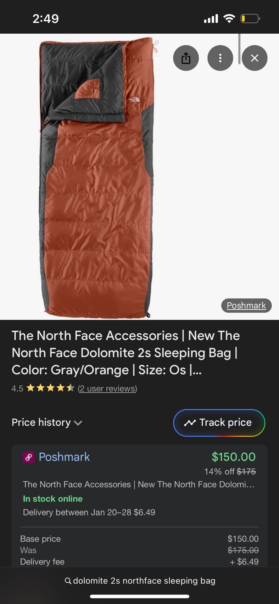 The North Face Dolomite 2s sleeping bag