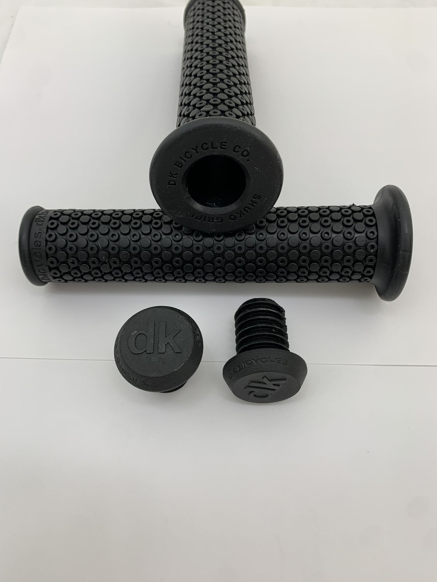 Black Dk Brand Long Bike Grips With End Caps