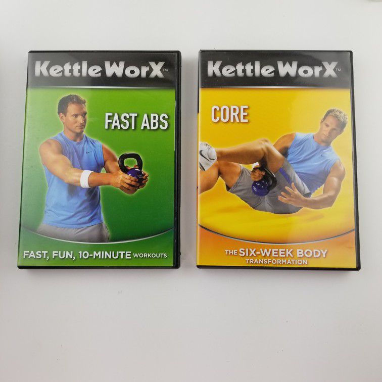 Lot 2 Kettle WorX DVDs Exercise Fitness Workout Fun Fast ABS and Core Works Set